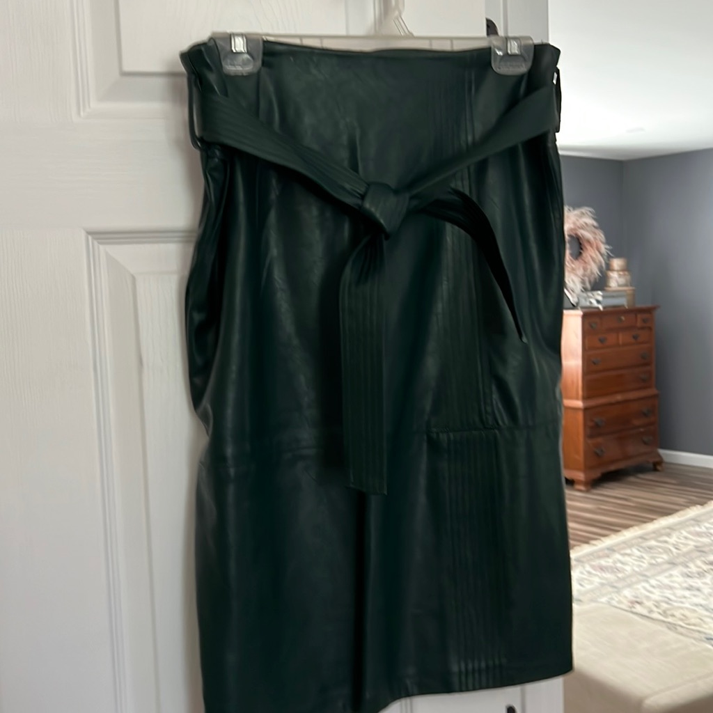 Brand New Hunter Green Faux Leather Skirt